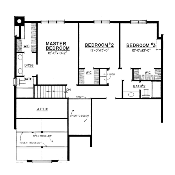 House Blueprint - European Floor Plan - Upper Floor Plan #1016-106