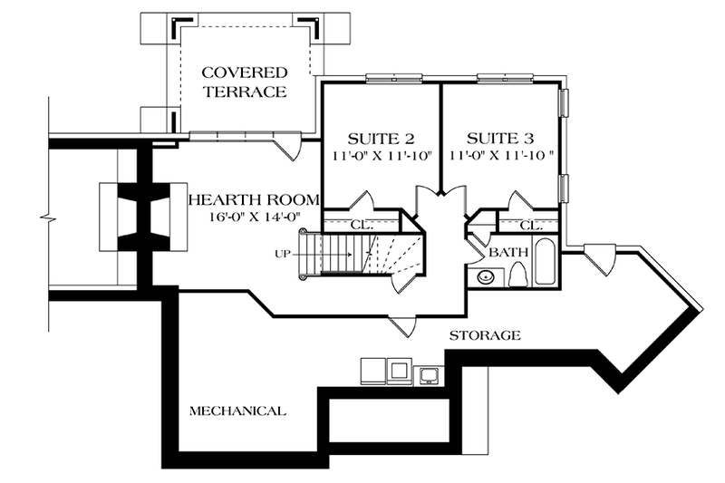 House Plan Design - Floor Plan - Lower Floor for European House Plan #453-635 - 3 bed, 2.5 bath
