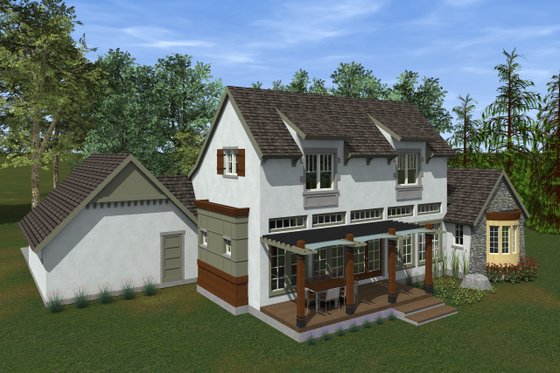 Exterior - Rear Elevation 1 for Traditional House Plan #933-4 - 3 bed, 3.5 bath