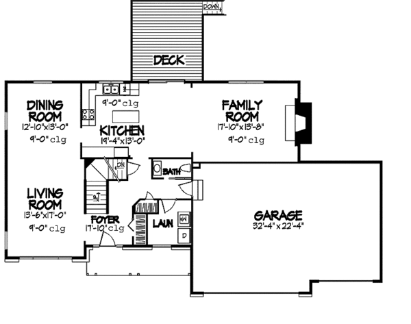 Architectural House Design - Colonial Floor Plan - Main Floor Plan #320-865