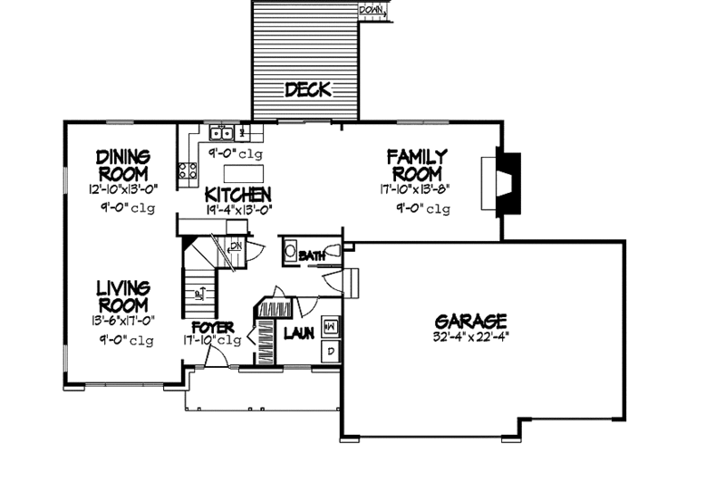 Dream House Plan - Floor Plan - Main Floor for Colonial House Plan #320-865 - 3 bed, 2.5 bath