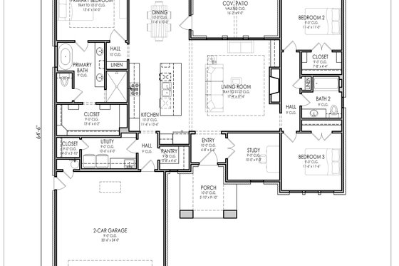 Floor Plan - Main Floor for Contemporary House Plan #1119-4 - 4 bed, 2 bath