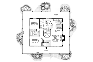 Floor Plan - Main Floor for Country House Plan #72-1020 - 3 bed, 2 bath