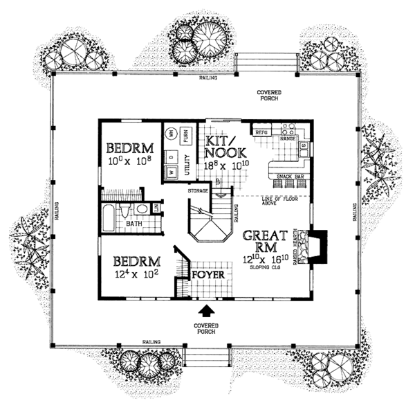 Architectural House Design - Country Floor Plan - Main Floor Plan #72-1020