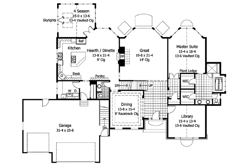 Architectural House Design - Floor Plan - Main Floor for Traditional House Plan #51-777 - 4 bed, 3.5 bath