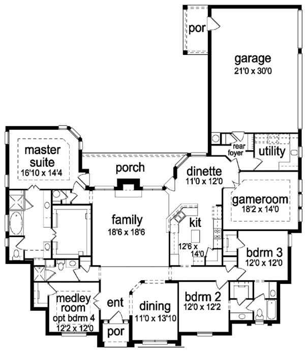 Home Plan - Tudor Floor Plan - Main Floor Plan #84-727