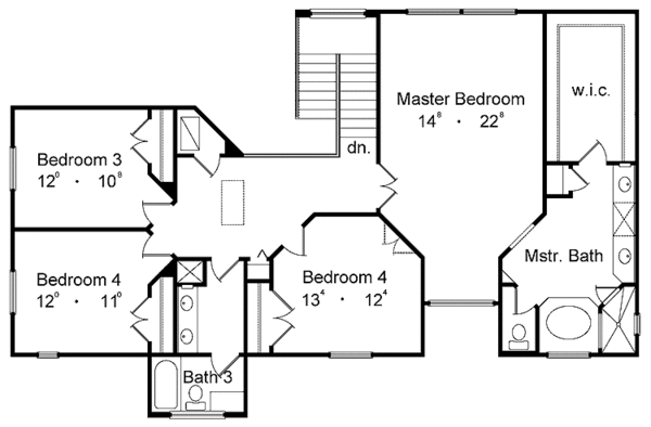 Architectural House Design - Country Floor Plan - Upper Floor Plan #1015-53