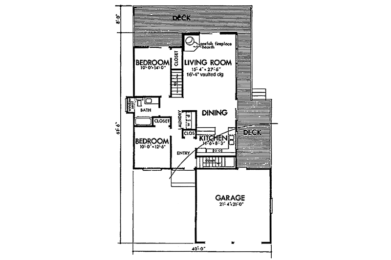 Architectural House Design - Floor Plan - Main Floor for Prairie House Plan #320-1225 - 3 bed, 2 bath
