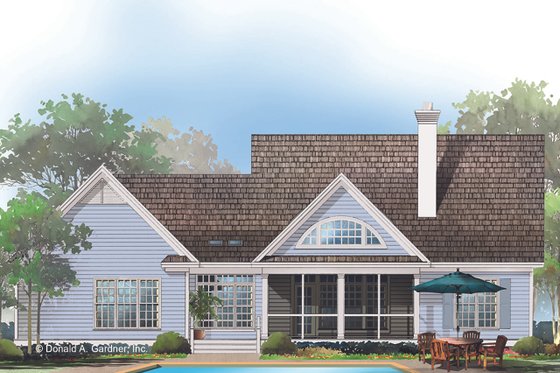 Exterior - Rear Elevation for Country House Plan #929-393 - 3 bed, 2 bath