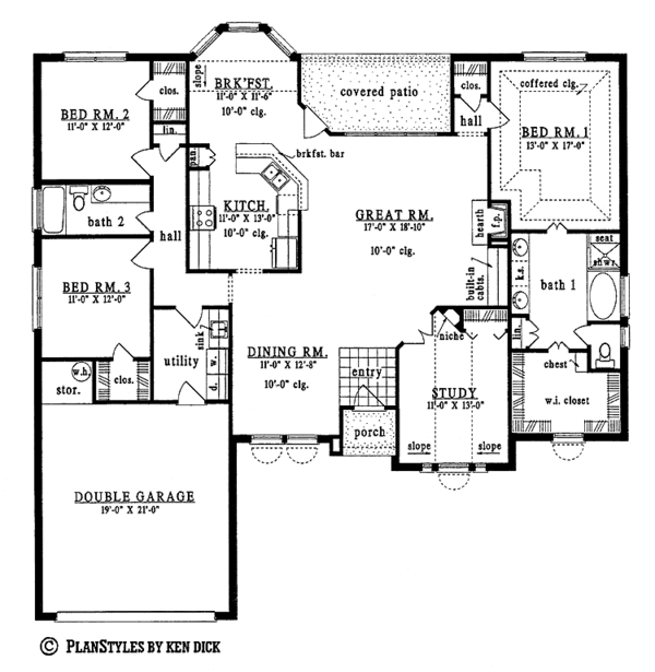 Home Plan - Ranch Floor Plan - Main Floor Plan #42-464