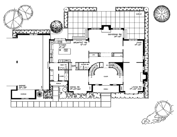 Architectural House Design - Tudor Floor Plan - Main Floor Plan #72-793