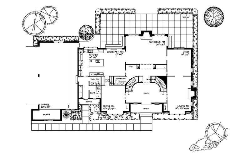 Home Plan - Floor Plan - Main Floor for Tudor House Plan #72-793 - 4 bed, 3 bath