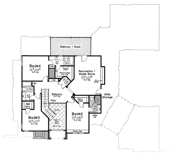 House Design - European Floor Plan - Upper Floor Plan #310-1187