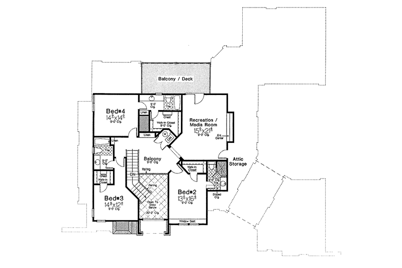 Architectural House Design - Floor Plan - Upper Floor for European House Plan #310-1187 - 4 bed, 3.5 bath