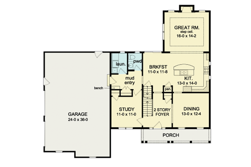 Dream House Plan - Floor Plan - Main Floor for Colonial House Plan #1010-35 - 4 bed, 2.5 bath