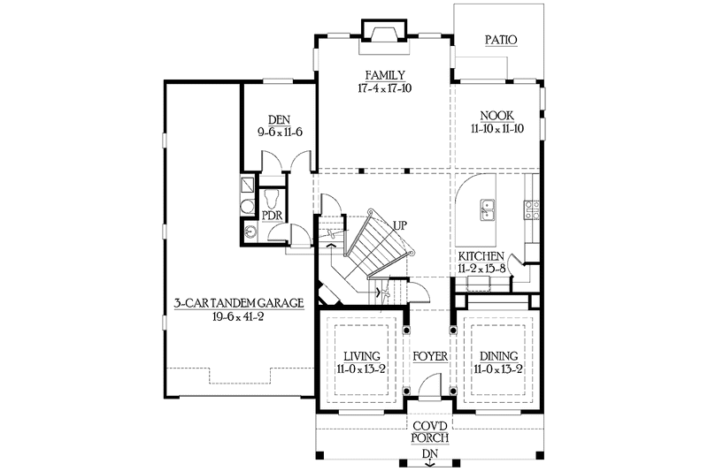 Dream House Plan - Floor Plan - Main Floor for Craftsman House Plan #132-439 - 4 bed, 2.5 bath