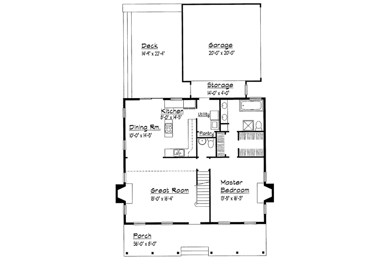 Dream House Plan - Floor Plan - Main Floor for Country House Plan #1051-7 - 3 bed, 2.5 bath