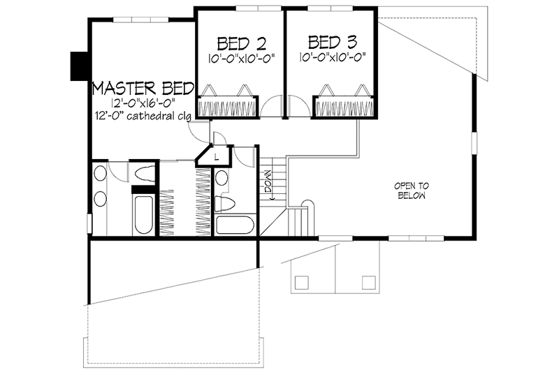 Home Plan - Floor Plan - Upper Floor for Prairie House Plan #320-1079 - 3 bed, 2.5 bath