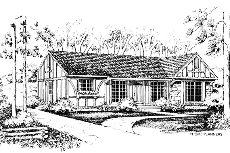 Home Plan - Tudor Exterior - Front Elevation Plan #72-879