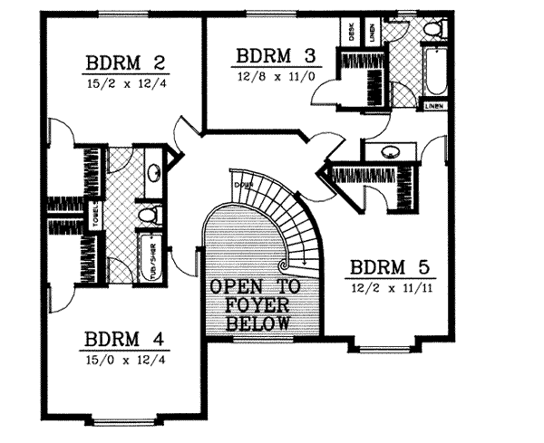 House Design - European Floor Plan - Upper Floor Plan #87-206