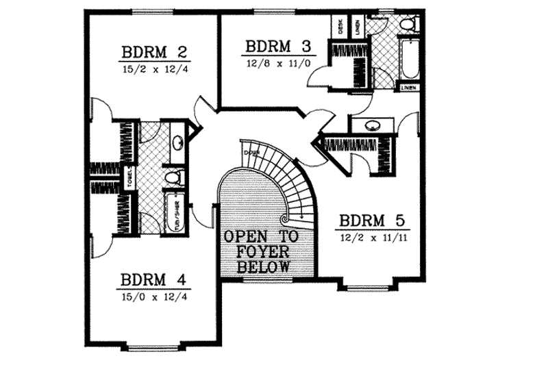 Home Plan - Floor Plan - Upper Floor for European House Plan #87-206 - 5 bed, 3.5 bath