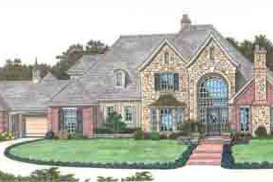 Exterior - Front Elevation for European House Plan #310-211 - 6 bed, 6.5 bath