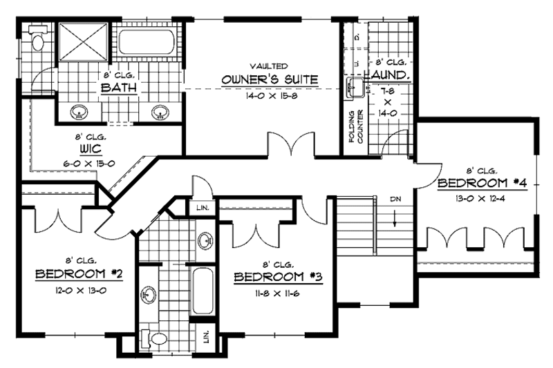 Dream House Plan - Floor Plan - Upper Floor for European House Plan #51-640 - 4 bed, 2.5 bath