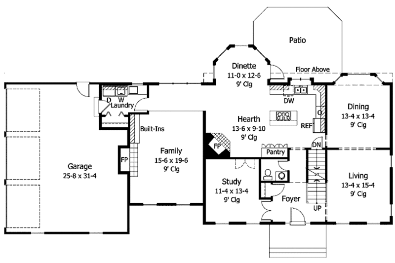 Home Plan - Floor Plan - Main Floor for Classical House Plan #51-953 - 4 bed, 2.5 bath