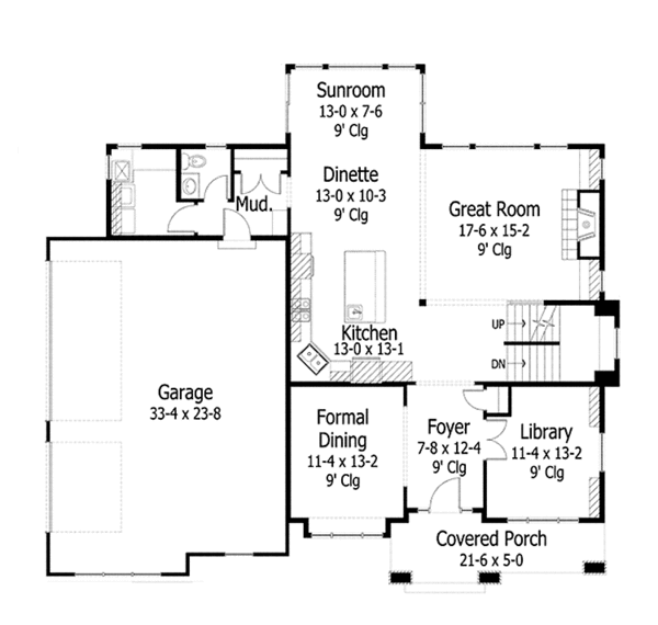 House Design - Country Floor Plan - Main Floor Plan #51-1096