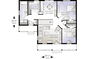 Floor Plan - Main Floor for Cottage House Plan #23-526 - 2 bed, 1 bath