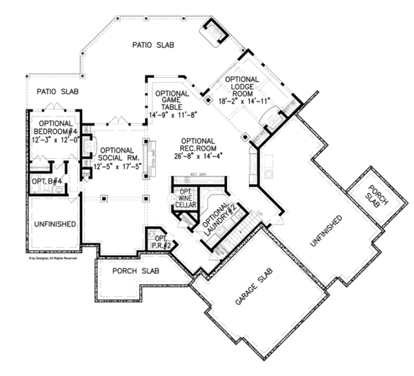 Architectural House Design - Craftsman Floor Plan - Lower Floor Plan #54-375