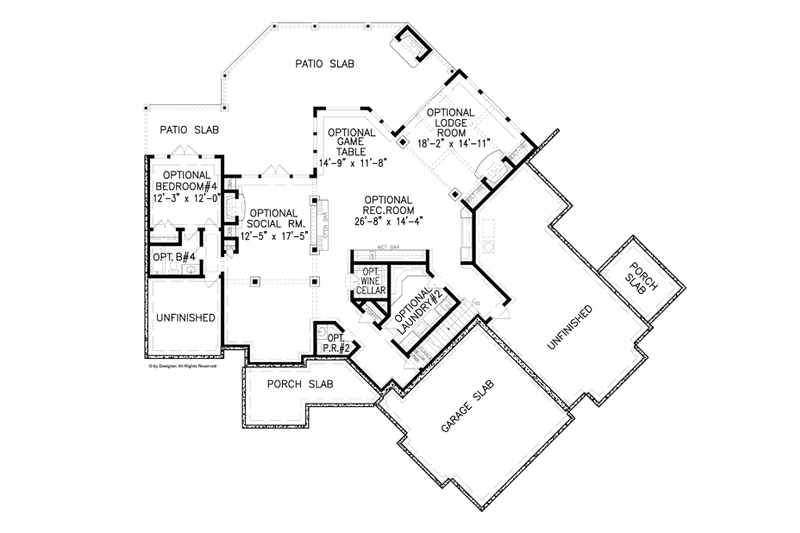 Dream House Plan - Floor Plan - Lower Floor for Craftsman House Plan #54-375 - 3 bed, 3.5 bath