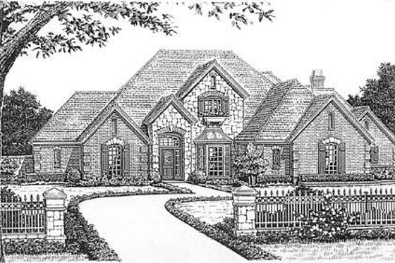 Exterior - Front Elevation for European House Plan #310-637 - 4 bed, 3.5 bath