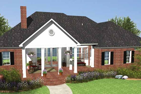 Exterior - Rear Elevation for Country House Plan #406-9629 - 3 bed, 3.5 bath