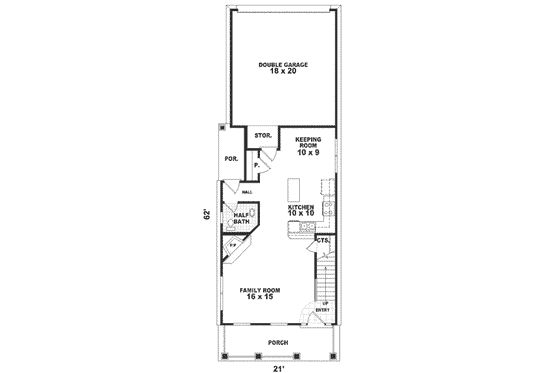 Floor Plan - Main Floor for Country House Plan #81-105 - 2 bed, 2.5 bath