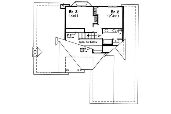 Floor Plan - Upper Floor for Traditional House Plan #50-168 - 3 bed, 2.5 bath