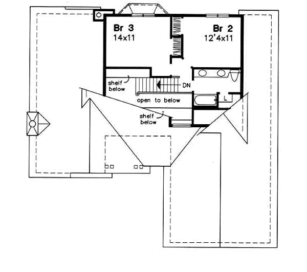 Traditional Floor Plan - Upper Floor Plan #50-168