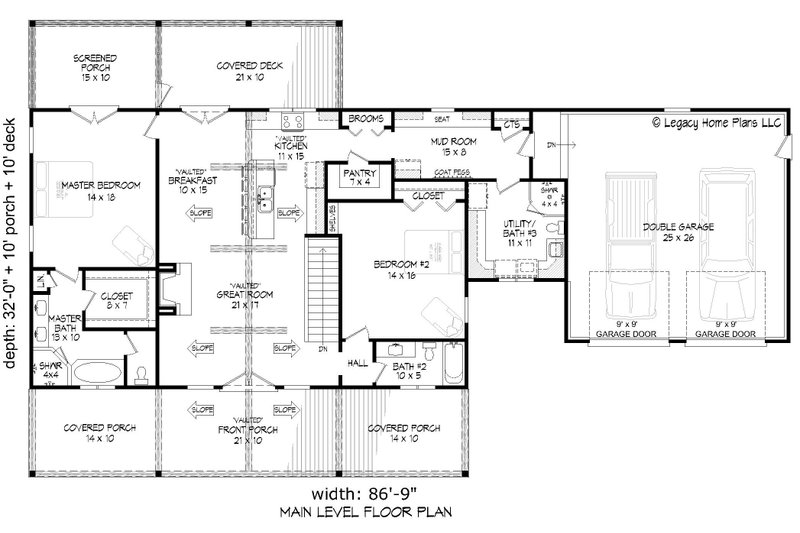 House Blueprint - Floor Plan - Main Floor for Country House Plan #932-883 - 4 bed, 4 bath