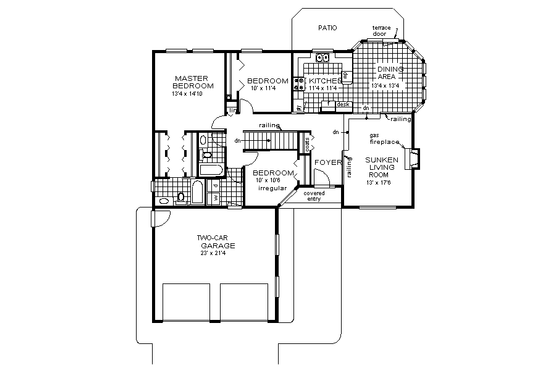 Floor Plan - Main Floor for Traditional House Plan #18-186 - 3 bed, 2 bath