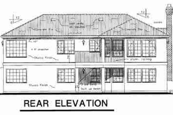 Exterior - Rear Elevation for European House Plan #18-9123 - 2 bed, 2 bath