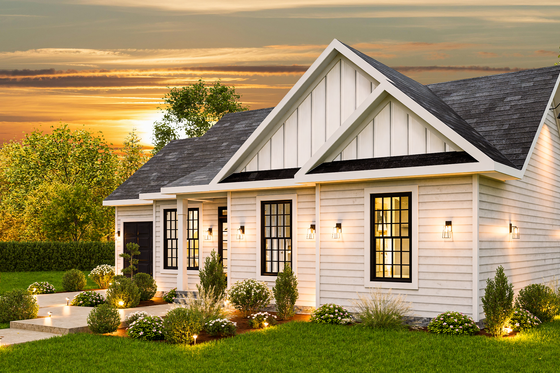 Exterior - Front Elevation 3 for Traditional House Plan #54-617 - 3 bed, 2 bath