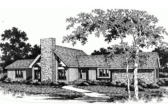 Exterior - Front Elevation for Contemporary House Plan #10-152 - 3 bed, 2 bath