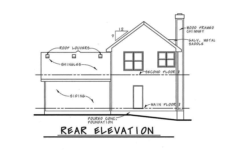 Dream House Plan - Exterior - Rear Elevation for Farmhouse House Plan #20-1218 - 3 bed, 2.5 bath