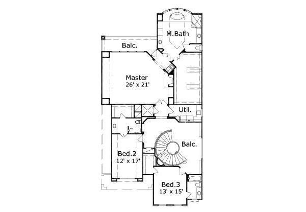 European Floor Plan - Upper Floor Plan #411-400