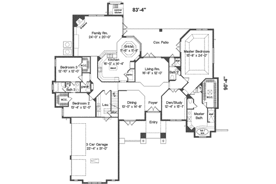 Floor Plan - Main Floor for European House Plan #135-115 - 4 bed, 4.5 bath