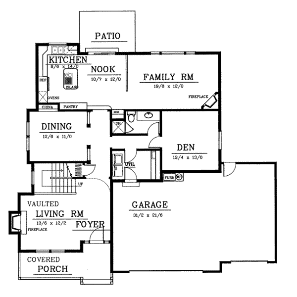 Home Plan - Traditional Floor Plan - Main Floor Plan #100-226