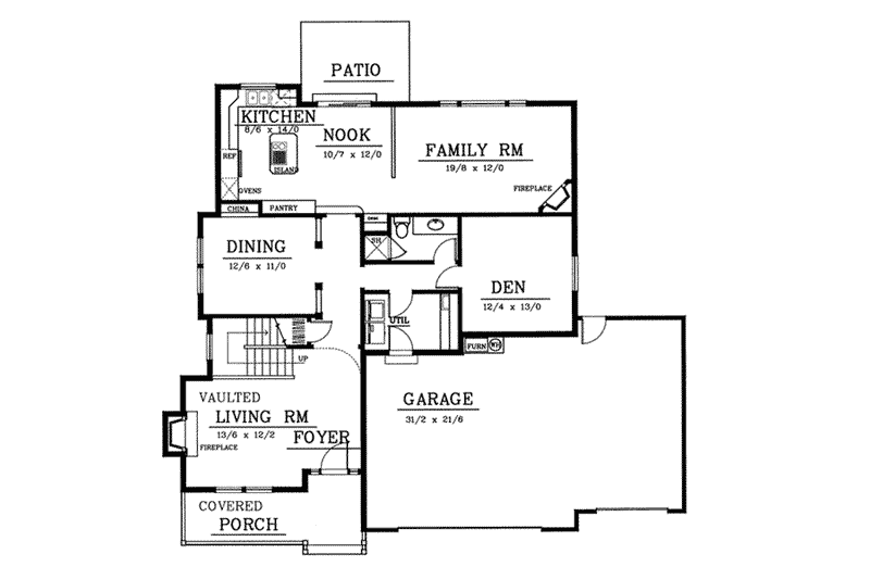 Dream House Plan - Floor Plan - Main Floor for Traditional House Plan #100-226 - 4 bed, 3 bath