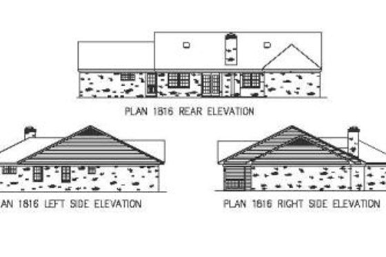 Exterior - Rear Elevation for Traditional House Plan #16-152 - 3 bed, 2 bath