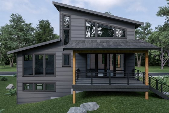 Exterior - Rear Elevation 2 for Contemporary House Plan #1070-62 - 3 bed, 3.5 bath