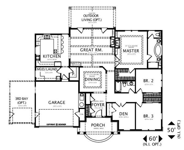 Craftsman Floor Plan - Main Floor Plan #487-2